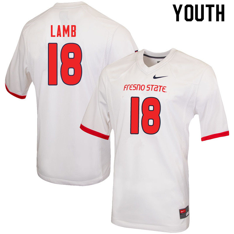 Youth #18 Nate Lamb Fresno State Bulldogs College Football Jerseys Sale-White